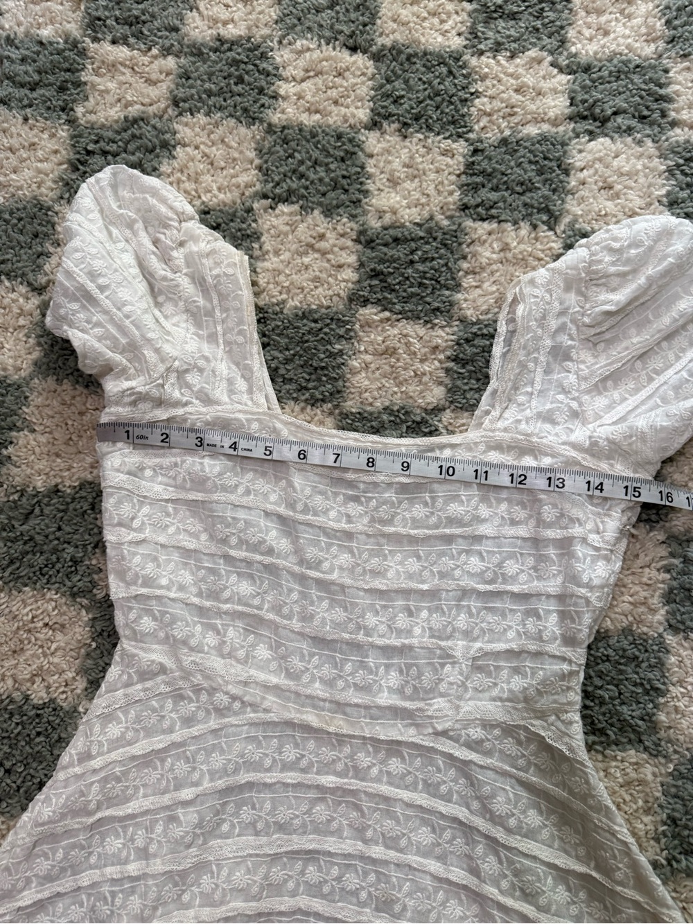 LOVESHACKFANCY Drella White Lace Trimmed Embroidered Cotton Voile Mini Dress 4 - Picture 9 of 10